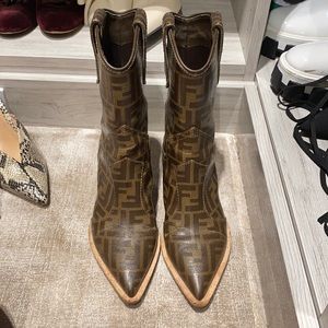 Fendi logo cowboy boots